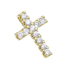 14K Yellow Gold Round Diamond Cross Necklace 0.33ct