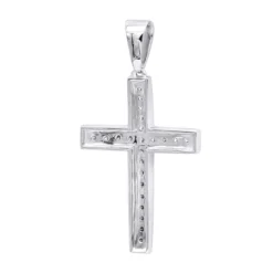 14K White Gold Round Diamond Cross Necklace 1.36ct -Outlet Radiant Bijou Store 14k gold round diamond cross necklace 136ct p 26526 backwh