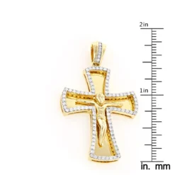 14K Yellow Gold Round Diamond Cross Pendant 1.2ct -Outlet Radiant Bijou Store 14k gold round diamond cross necklace 141ct p 26530 rulerye