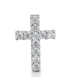 14K White Gold Round Diamond Cross Necklace 1.65ct