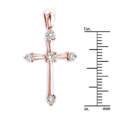 14K White Gold Round Diamond Cross Pendant 0.33ct 17mm 5 Stones -Outlet Radiant Bijou Store 14k gold round diamond cross pendant 030ct p 26552 rulerro