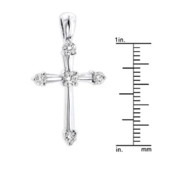 14K White Gold Round Diamond Cross Pendant 0.33ct 17mm 5 Stones -Outlet Radiant Bijou Store 14k gold round diamond cross pendant 030ct p 26552 rulerwh