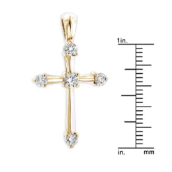 14K White Gold Round Diamond Cross Pendant 0.33ct 17mm 5 Stones -Outlet Radiant Bijou Store 14k gold round diamond cross pendant 030ct p 26552 rulerye