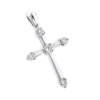 14K White Gold Round Diamond Cross Pendant 0.33ct 17mm 5 Stones
