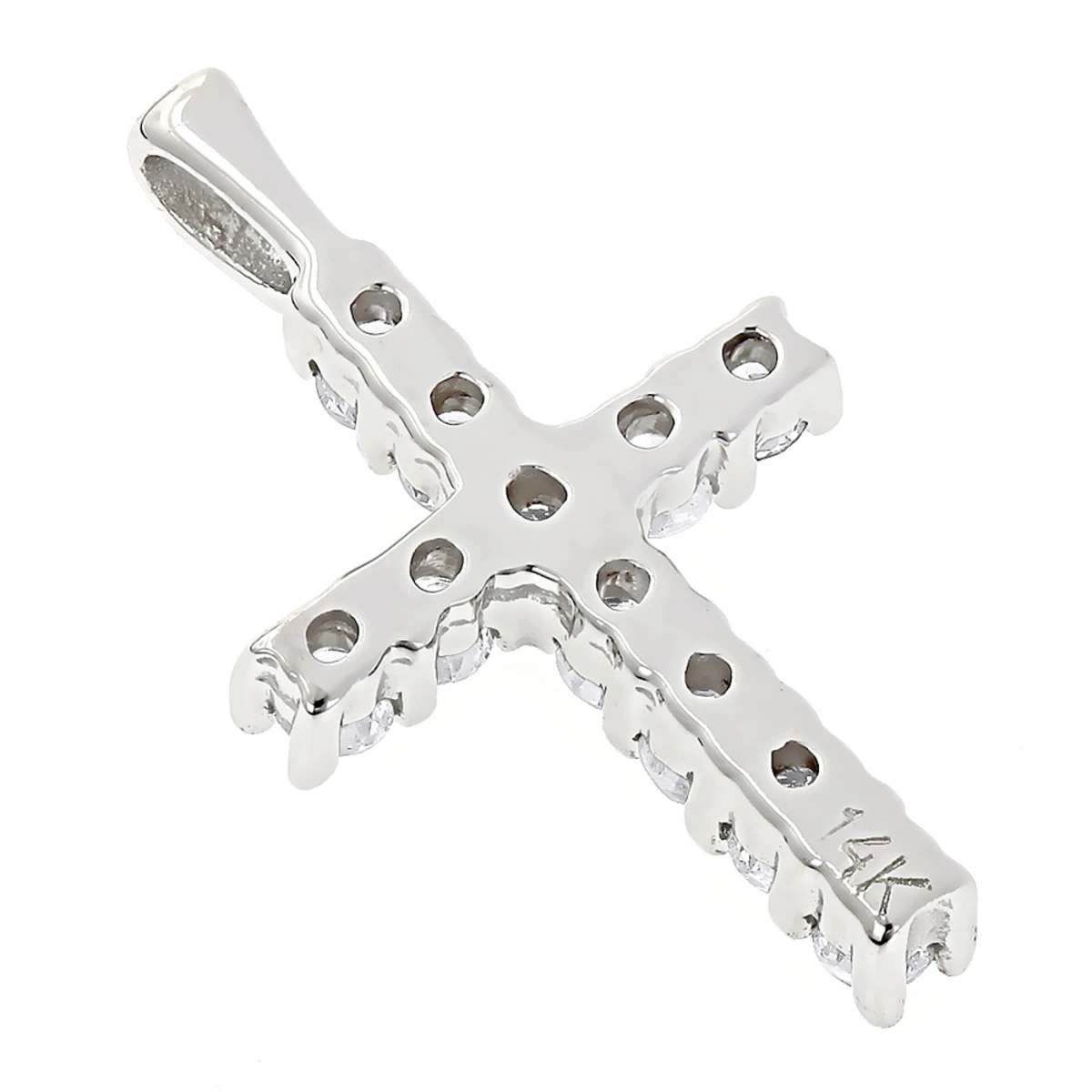 14K White Gold Round Diamond Cross Pendant 0.33ct 10mm 6 14K White Gold Round Diamond Cross Pendant 0.33ct 10mm - Image 4