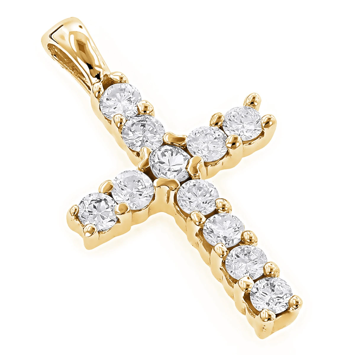 14K White Gold Round Diamond Cross Pendant 0.33ct 10mm 4 14K White Gold Round Diamond Cross Pendant 0.33ct 10mm - Image 2