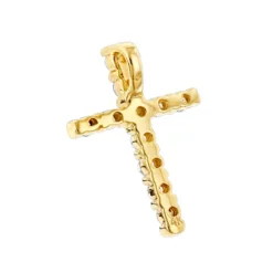 14K Yellow Gold Round Diamond Cross Pendant 0.33ct 14mm -Outlet Radiant Bijou Store 14k gold round diamond cross pendant 033ct p 26547 backye