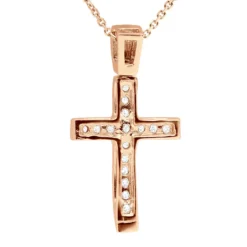 14K White Gold Round Diamond Cross Pendant 0.48ct -Outlet Radiant Bijou Store 14k gold round diamond cross pendant 048ct p 26519 back rose 20221011 20221027