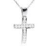 14K White Gold Round Diamond Cross Pendant 0.48ct
