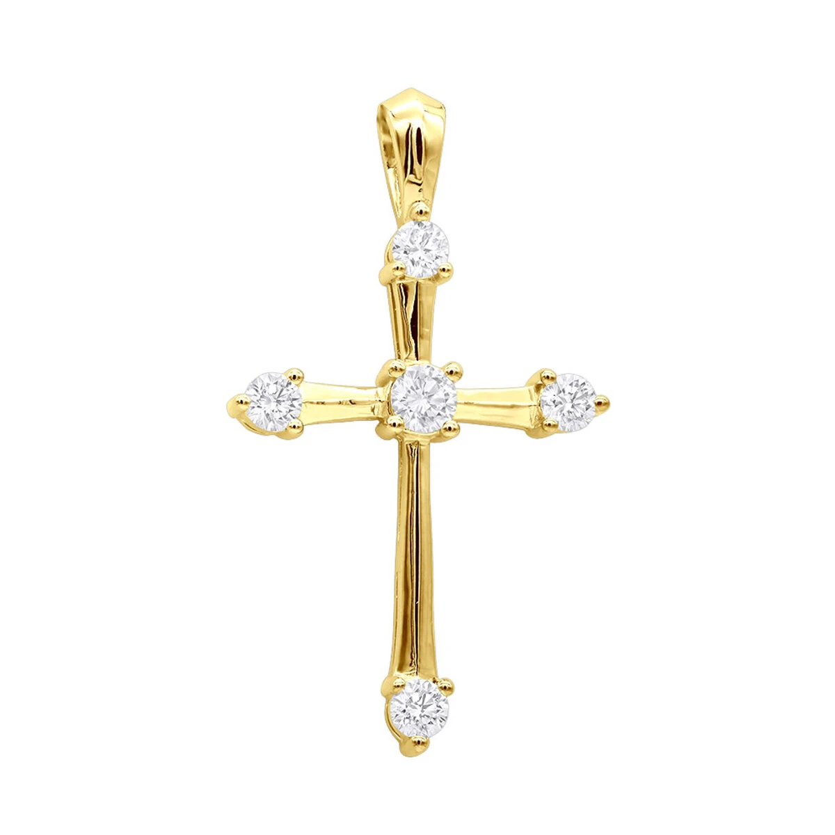 14K White Gold Round Diamond Cross Pendant 0.73ct 4 14K White Gold Round Diamond Cross Pendant 0.73ct - Image 2