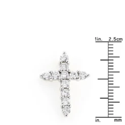 Small 14K White Gold Round Diamond Cross Pendant For Women 1 Carat -Outlet Radiant Bijou Store 14k gold round diamond cross pendant 10ct p 6611 rulerwh