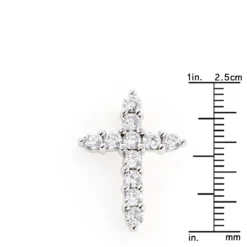 14K White Gold Round Diamond Cross Pendant 1.32ct 17.5mm -Outlet Radiant Bijou Store 14k gold round diamond cross pendant 132ct p 26508 rulerwh