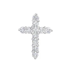 14K White Gold Round Diamond Cross Pendant 1.65ct