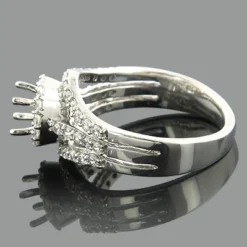 Halo 14K White Gold Round Diamond Engagement Ring Setting 0.90ct -Outlet Radiant Bijou Store 14k gold round diamond engagement ring setting 090ct p 6444back