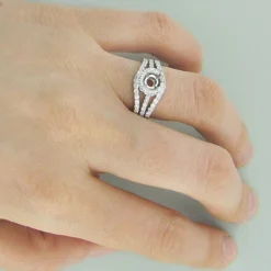 Halo 14K White Gold Round Diamond Engagement Ring Setting 0.90ct -Outlet Radiant Bijou Store 14k gold round diamond engagement ring setting 090ct p 6444bod