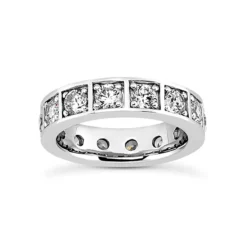 14K White Gold Round Diamond Eternity Band 1.95ct