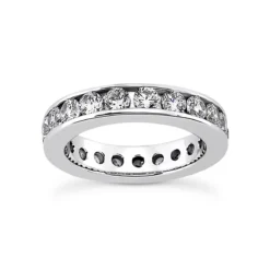 14K White Gold Round Diamond Eternity Band 2.85ct