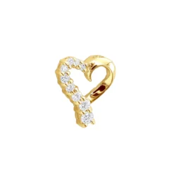 14K Yellow Gold Round Diamond Floating Heart Pendant 0.25ct