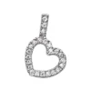 14K White Gold Round Diamond Floating Heart Pendant 0.58ct