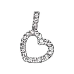14K White Gold Round Diamond Floating Heart Pendant 0.58ct