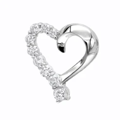 14K White Gold Round Diamond Floating Heart Pendant 1.50ct