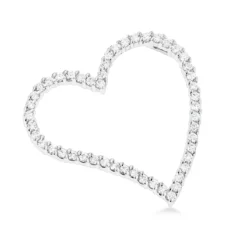 14K White Gold 1 Carat Round Diamond Floating Heart Pendant By Luxurman