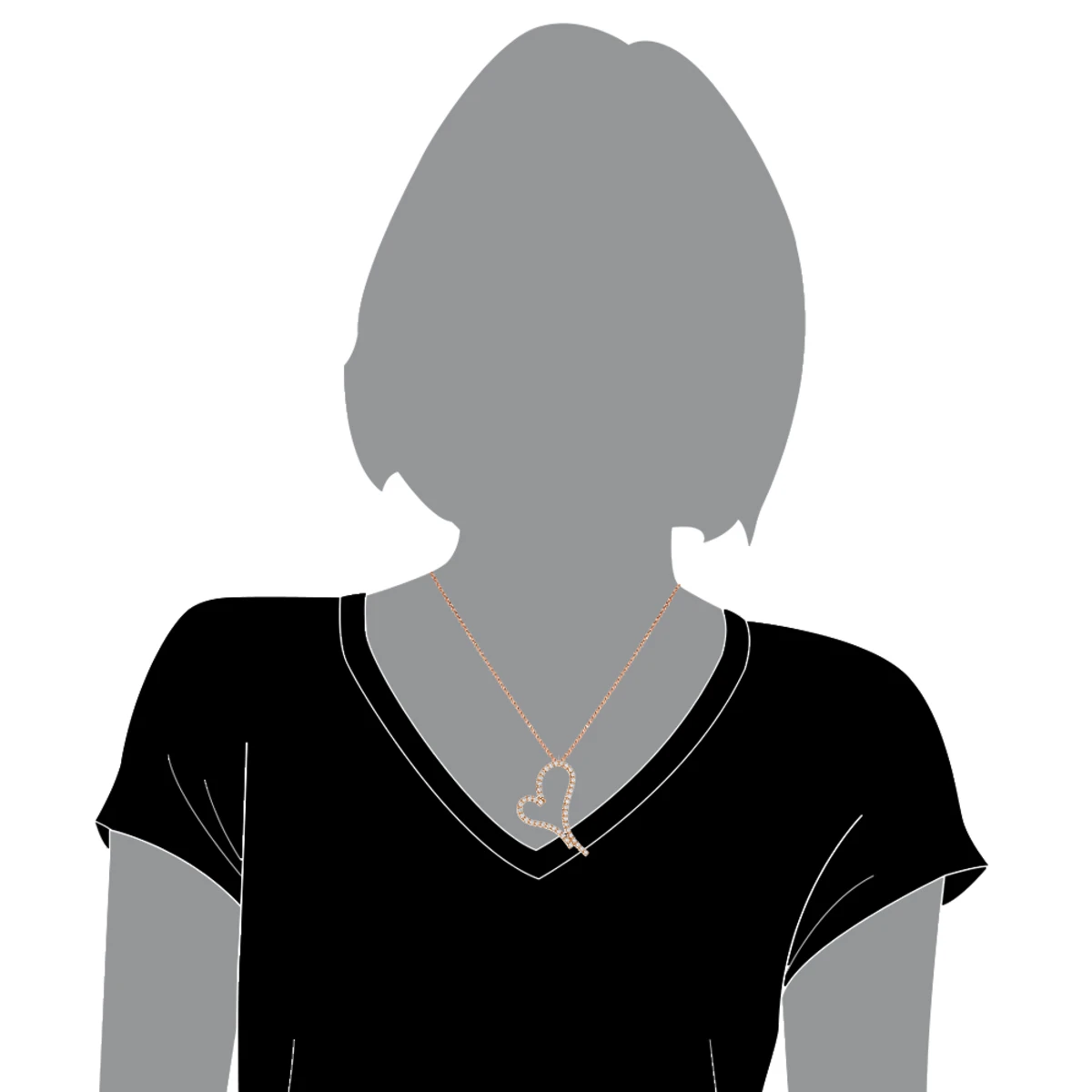 Large Open Hearts: 14K Rose Gold Round Diamond Floating Heart Pendant 4.84ct 7 Large Open Hearts: 14K Rose Gold Round Diamond Floating Heart Pendant 4.84ct - Image 5