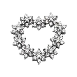 14K White Gold Round Diamond Floral Heart Pendant 2.80ct