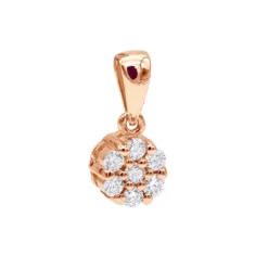 14K Rose Gold Round Diamond Flower Pendant For Women 0.25ct