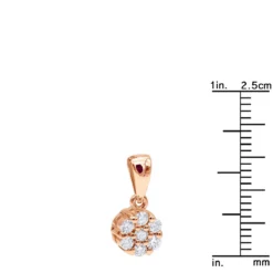 14K Rose Gold Round Diamond Flower Pendant For Women 0.25ct -Outlet Radiant Bijou Store 14k gold round diamond flower pendant 025ct p 27210 rulerro