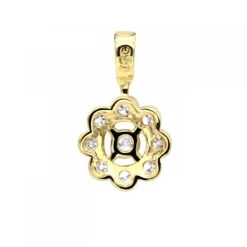 14K Yellow Gold Round Diamond Flower Pendant For Women 9 Stones 0.34ct -Outlet Radiant Bijou Store 14k gold round diamond flower pendant 034ct p 27284 backye