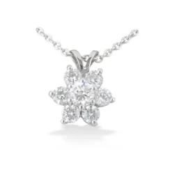 14K White Gold Round Diamond Flower Pendant 0.80ct