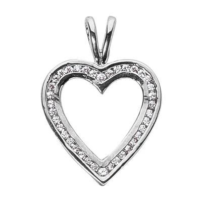 14K White Gold Round Diamond V-Bale Heart Pendant 0.39ct 3 14K White Gold Round Diamond V-Bale Heart Pendant 0.39ct