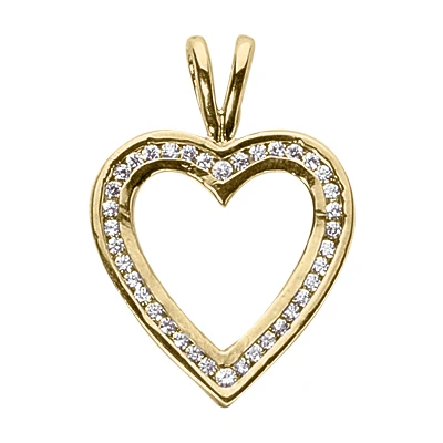 14K White Gold Round Diamond V-Bale Heart Pendant 0.39ct 4 14K White Gold Round Diamond V-Bale Heart Pendant 0.39ct - Image 2