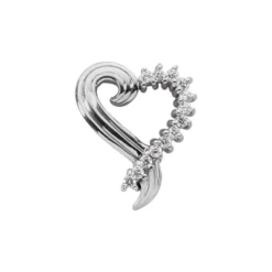 14K White Gold Unique Round Diamonds Heart Pendant 0.39ct