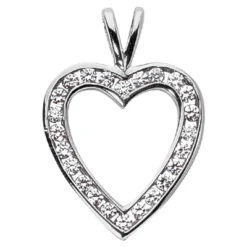14K White Gold Round Diamond Heart Necklace 0.72ct