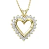 14K Yellow Gold Round Diamond Heart Necklace 1.76ct