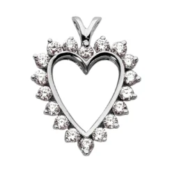 14K White Gold Round Diamond Heart Necklace 3.06ct