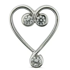 14K White Gold Round Diamond Heart Pendant 0.06ct