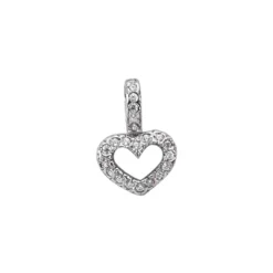 14K White Gold Small Round Diamonds Heart Pendant 0.22ct