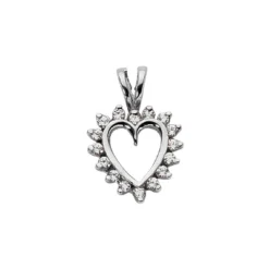 14K White Gold Diamond Heart V-Bale Pendant 0.24ct