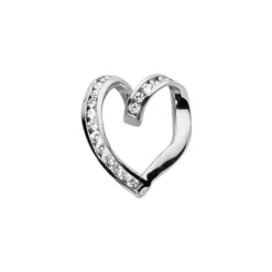 14K White Gold Round Diamond Heart Pendant 0.27ct