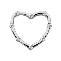 14K White Gold Round Diamond Heart Pendant 0.40ct Hidden Bale