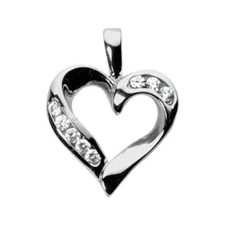 14K White Gold Channel Set Diamonds Heart Pendant 0.40ct