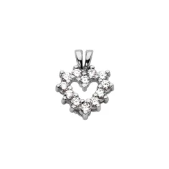 14K White Gold Diamond Heart Shape Pendant 0.42ct