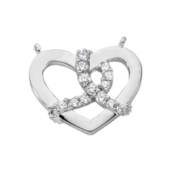 14K White Gold Round Diamonds Designer Heart Shape Pendant 0.42ct