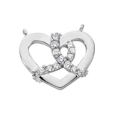 14K White Gold Round Diamonds Designer Heart Shape Pendant 0.42ct 3 14K White Gold Round Diamonds Designer Heart Shape Pendant 0.42ct