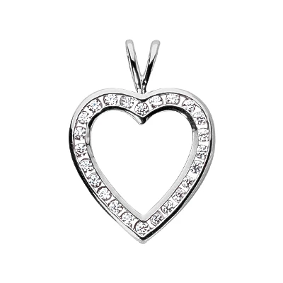 14K White Gold Bezel Set Round Diamonds Heart Pendant 0.48ct 3 14K White Gold Bezel Set Round Diamonds Heart Pendant 0.48ct