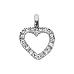 14K White Gold Round Diamonds Heart Pendant 0.50ct
