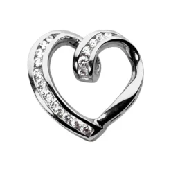 14K White Gold Round Diamond Heart Pendant 0.58ct
